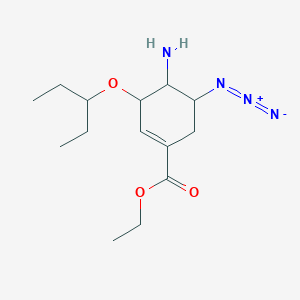 molecular formula C14H24N4O3 B13394814 Ethyl 4-amino-5-azido-3-pentan-3-yloxycyclohexene-1-carboxylate 