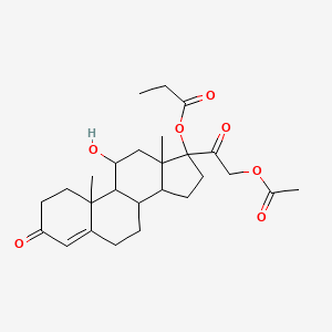 molecular formula C26H36O7 B13394875 [17-(2-acetyloxyacetyl)-11-hydroxy-10,13-dimethyl-3-oxo-2,6,7,8,9,11,12,14,15,16-decahydro-1H-cyclopenta[a]phenanthren-17-yl] propanoate 