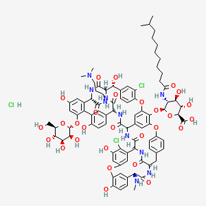 (2S,3S,4R,5R,6S)-6-[[(1S,2R,19R,22S,34S,37R,40R,52S)-5,32-dichloro-52-[3-(dimethylamino)propylcarbamoyl]-2,26,31,44,49-pentahydroxy-22-(methylamino)-21,35,38,54,56,59-hexaoxo-47-[(2R,3S,4S,5S,6R)-3,4,5-trihydroxy-6-(hydroxymethyl)oxan-2-yl]oxy-7,13,28-trioxa-20,36,39,53,55,58-hexazaundecacyclo[38.14.2.23,6.214,17.219,34.18,12.123,27.129,33.141,45.010,37.046,51]hexahexaconta-3,5,8,10,12(64),14(63),15,17(62),23(61),24,26,29(60),30,32,41(57),42,44,46(51),47,49,65-henicosaen-64-yl]oxy]-3,4-dihydroxy-5-(10-methylundecanoylamino)oxane-2-carboxylic acid;hydrochloride