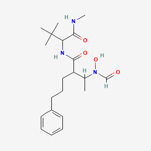 molecular formula C21H33N3O4 B13394918 N-[3,3-dimethyl-1-(methylamino)-1-oxobutan-2-yl]-2-[1-[formyl(hydroxy)amino]ethyl]-5-phenylpentanamide 