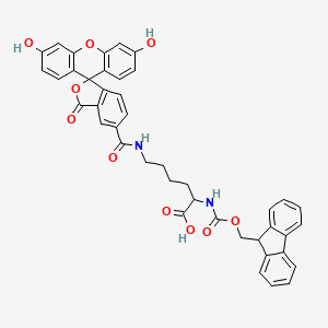 molecular formula C42H34N2O10 B13394954 6-[(3',6'-dihydroxy-3-oxospiro[2-benzofuran-1,9'-xanthene]-5-carbonyl)amino]-2-(9H-fluoren-9-ylmethoxycarbonylamino)hexanoic acid 