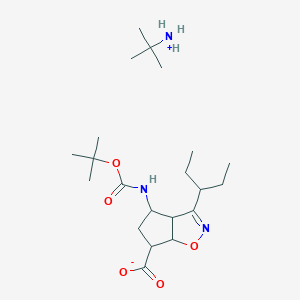 tert-butylazanium;4-[(2-methylpropan-2-yl)oxycarbonylamino]-3-pentan-3-yl-4,5,6,6a-tetrahydro-3aH-cyclopenta[d][1,2]oxazole-6-carboxylate