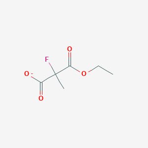 molecular formula C6H8FO4- B13395028 Propanedioic acid, 2-fluoro-2-methyl-, 1-ethyl ester 