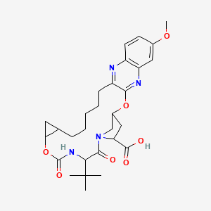 molecular formula C29H38N4O7 B13395132 24-Tert-butyl-7-methoxy-22,25-dioxo-2,21-dioxa-4,11,23,26-tetrazapentacyclo[24.2.1.03,12.05,10.018,20]nonacosa-3,5(10),6,8,11-pentaene-27-carboxylic acid 