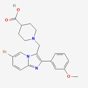 molecular formula C21H22BrN3O3 B13395193 1-[6-Bromo-2-(3-methoxyphenyl)imidazo[1,2-a]pyridin-3-ylmethyl]piperidine-4-carboxylic acid 