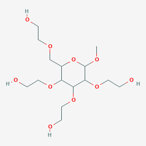 molecular formula C15H30O10 B13395226 2-[[3,4,5-Tris(2-hydroxyethoxy)-6-methoxyoxan-2-yl]methoxy]ethanol CAS No. 69708-57-2