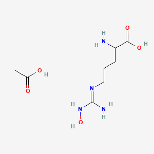 molecular formula C8H18N4O5 B13395233 Acetic acid;2-amino-5-[[amino-(hydroxyamino)methylidene]amino]pentanoic acid 