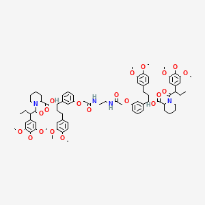 molecular formula C78H98N4O20 B13395312 [3-(3,4-Dimethoxyphenyl)-1-[3-[2-[2-[[2-[3-[3-(3,4-dimethoxyphenyl)-1-[1-[2-(3,4,5-trimethoxyphenyl)butanoyl]piperidine-2-carbonyl]oxypropyl]phenoxy]acetyl]amino]ethylamino]-2-oxoethoxy]phenyl]propyl] 1-[2-(3,4,5-trimethoxyphenyl)butanoyl]piperidine-2-carboxylate 