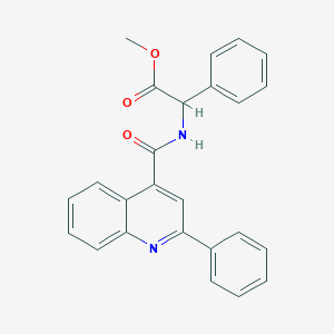 molecular formula C25H20N2O3 B13395456 Phenyl-[(2-phenyl-quinoline-4-carbonyl)-amino]-acetic acid methyl ester 