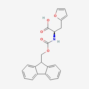 molecular formula C22H19NO5 B1339732 (R)-2-((((9H-Fluoren-9-yl)methoxy)carbonyl)amino)-3-(furan-2-yl)propanoic acid CAS No. 220497-85-8