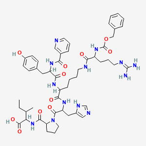 molecular formula C52H69N13O11 B13397719 Nicotinic acid-tyr-(N(sigma)-benzyloxycarbonyl-arg)lys-his-pro-ile-OH 