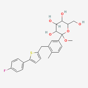 molecular formula C25H27FO6S B13398468 2-[3-[[5-(4-Fluorophenyl)thiophen-2-yl]methyl]-4-methylphenyl]-6-(hydroxymethyl)-2-methoxyoxane-3,4,5-triol 