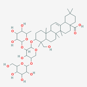 molecular formula C47H76O17 B13398473 9-(hydroxymethyl)-10-[4-hydroxy-5-[3,4,5-trihydroxy-6-(hydroxymethyl)oxan-2-yl]oxy-3-(3,4,5-trihydroxy-6-methyloxan-2-yl)oxyoxan-2-yl]oxy-2,2,6a,6b,9,12a-hexamethyl-1,3,4,5,6,6a,7,8,8a,10,11,12,13,14b-tetradecahydropicene-4a-carboxylic acid 