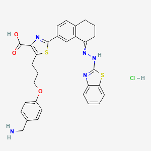 5-[3-[4-(aminomethyl)phenoxy]propyl]-2-[8-(1,3-benzothiazol-2-ylhydrazinylidene)-6,7-dihydro-5H-naphthalen-2-yl]-1,3-thiazole-4-carboxylic acid;hydrochloride