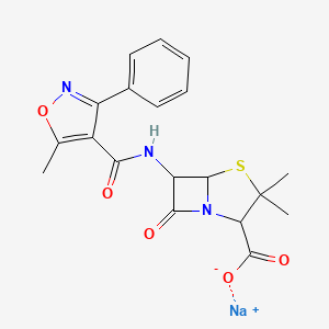 sodium;(2S,5R,6R)-3,3-dimethyl-6-[(5-methyl-3-phenyl-1,2-oxazole-4-carbonyl)amino]-7-oxo-4-thia-1-azabicyclo[3.2.0]heptane-2-carboxylate