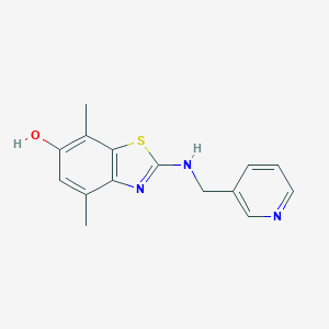 molecular formula C15H15N3OS B133989 4,7-Dimethyl-2-[(3-pyridinylmethyl)amino]-1,3-benzothiazol-6-ol CAS No. 145096-25-9