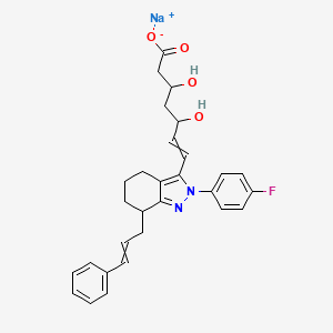 Sodium;7-[2-(4-fluorophenyl)-7-(3-phenylprop-2-enyl)-4,5,6,7-tetrahydroindazol-3-yl]-3,5-dihydroxyhept-6-enoate