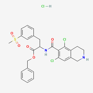 Benzyl 2-[(5,7-dichloro-1,2,3,4-tetrahydroisoquinoline-6-carbonyl)amino]-3-(3-methylsulfonylphenyl)propanoate;hydrochloride