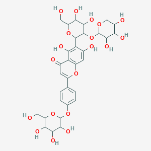 molecular formula C32H38O19 B13400180 6-[4,5-Dihydroxy-6-(hydroxymethyl)-3-(3,4,5-trihydroxyoxan-2-yl)oxyoxan-2-yl]-5,7-dihydroxy-2-[4-[3,4,5-trihydroxy-6-(hydroxymethyl)oxan-2-yl]oxyphenyl]chromen-4-one 