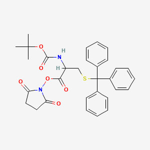 molecular formula C31H32N2O6S B13400679 2,5-dioxopyrrolidin-1-yl (2R)-2-{[(tert-butoxy)carbonyl]amino}-3-[(triphenylmethyl)sulfanyl]propanoate 