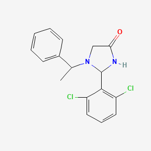 molecular formula C17H16Cl2N2O B13400766 2-(2,6-Dichlorophenyl)-1-(1-phenylethyl)imidazolidin-4-one 