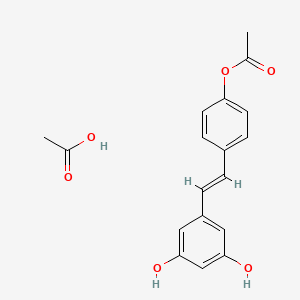 molecular formula C18H18O6 B13400844 acetic acid;[4-[(E)-2-(3,5-dihydroxyphenyl)ethenyl]phenyl] acetate 