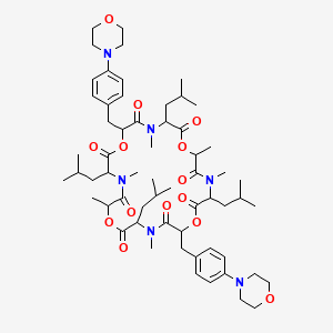 4,6,10,16,18,22-hexamethyl-3,9,15,21-tetrakis(2-methylpropyl)-12,24-bis[(4-morpholin-4-ylphenyl)methyl]-1,7,13,19-tetraoxa-4,10,16,22-tetrazacyclotetracosane-2,5,8,11,14,17,20,23-octone