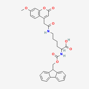 molecular formula C33H32N2O8 B13400884 (S)-2-(((9H-fluoren-9-yl)methoxy)carbonyl)-6-(2-(7-methoxy-2-oxo-2H-chromen-4-yl)acetamido)hexanoic acid 