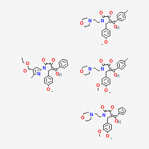 4-[cyclopenta-1,3-dien-1-yl(hydroxy)methylidene]-5-(3,4-dimethoxyphenyl)-1-(2-morpholin-4-ylethyl)pyrrolidine-2,3-dione;5-(3,4-dimethoxyphenyl)-4-[hydroxy-(4-methylphenyl)methylidene]-1-(2-morpholin-4-ylethyl)pyrrolidine-2,3-dione;ethyl 2-[3-[hydroxy(phenyl)methylidene]-2-(4-methoxyphenyl)-4,5-dioxopyrrolidin-1-yl]-5-methyl-3H-pyrrole-4-carboxylate;4-[hydroxy-(4-methylphenyl)methylidene]-5-(4-methoxyphenyl)-1-(2-morpholin-4-ylethyl)pyrrolidine-2,3-dione