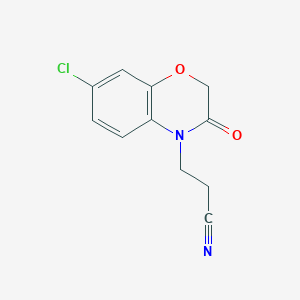 molecular formula C11H9ClN2O2 B13400950 6-Chloro-2,3-dihydro-3-oxo-4H-1,4-benzoxazine-4-propionitrile 