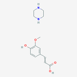 molecular formula C14H20N2O4 B13400974 Piperazine 3-(4-hydroxy-3-methoxyphenyl)acrylate 