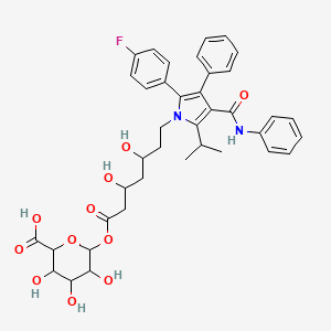 molecular formula C39H43FN2O11 B13400975 6-[7-[2-(4-Fluorophenyl)-3-phenyl-4-(phenylcarbamoyl)-5-propan-2-ylpyrrol-1-yl]-3,5-dihydroxyheptanoyl]oxy-3,4,5-trihydroxyoxane-2-carboxylic acid 