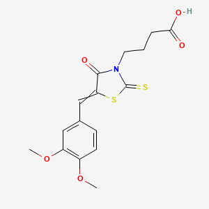 molecular formula C16H17NO5S2 B13401352 4-[5-[(3,4-Dimethoxyphenyl)methylidene]-4-oxo-2-sulfanylidene-1,3-thiazolidin-3-yl]butanoic acid 