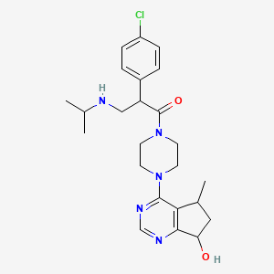 2-(4-chlorophenyl)-1-[4-(7-hydroxy-5-methyl-6,7-dihydro-5H-cyclopenta[d]pyrimidin-4-yl)piperazin-1-yl]-3-(propan-2-ylamino)propan-1-one