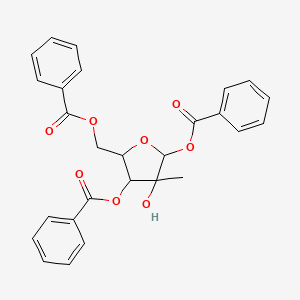 molecular formula C27H24O8 B13401770 (3,5-Dibenzoyloxy-4-hydroxy-4-methyloxolan-2-yl)methyl benzoate 