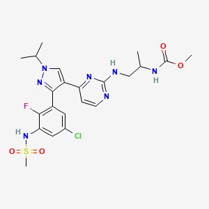 methyl N-[1-[[4-[3-[5-chloro-2-fluoro-3-(methanesulfonamido)phenyl]-1-propan-2-ylpyrazol-4-yl]pyrimidin-2-yl]amino]propan-2-yl]carbamate