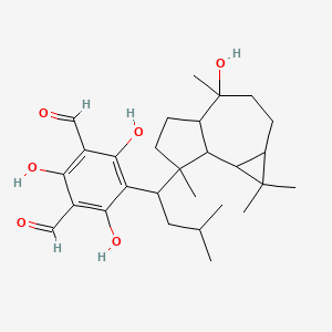 2,4,6-Trihydroxy-5-[1-(4-hydroxy-1,1,4,7-tetramethyl-1a,2,3,4a,5,6,7a,7b-octahydrocyclopropa[h]azulen-7-yl)-3-methylbutyl]benzene-1,3-dicarbaldehyde