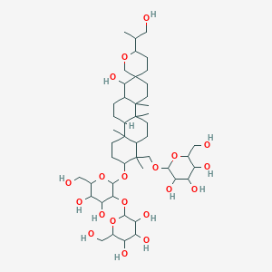 2-[[2-[4,5-dihydroxy-6-(hydroxymethyl)-3-[3,4,5-trihydroxy-6-(hydroxymethyl)oxan-2-yl]oxyoxan-2-yl]oxy-7-hydroxy-2'-(1-hydroxypropan-2-yl)-1,4a,10a,10b-tetramethylspiro[3,4,4b,5,6,6a,7,9,10,11,12,12a-dodecahydro-2H-chrysene-8,5'-oxane]-1-yl]methoxy]-6-(hydroxymethyl)oxane-3,4,5-triol