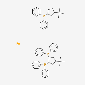 molecular formula C54H63FeP3 B13402557 (3-Tert-butylcyclopentyl)-diphenylphosphane;(4-tert-butyl-2-diphenylphosphanylcyclopentyl)-diphenylphosphane;iron 