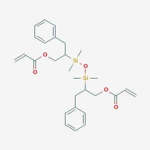 molecular formula C28H38O5Si2 B134028 [2-[[Dimethyl-(1-phenyl-3-prop-2-enoyloxypropan-2-yl)silyl]oxy-dimethylsilyl]-3-phenylpropyl] prop-2-enoate CAS No. 140220-31-1