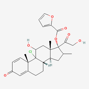 molecular formula C27H31ClO7 B13403202 [(8S,10S,13S,14S,17R)-9-chloro-11-hydroxy-17-(2-hydroxyacetyl)-10,13,16-trimethyl-3-oxo-6,7,8,11,12,14,15,16-octahydrocyclopenta[a]phenanthren-17-yl] furan-2-carboxylate 