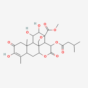 molecular formula C26H34O11 B13403233 Methyl 10,15,16-trihydroxy-9,13-dimethyl-3-(3-methylbutanoyloxy)-4,11-dioxo-5,18-dioxapentacyclo[12.5.0.01,6.02,17.08,13]nonadec-9-ene-17-carboxylate CAS No. 14908-00-0