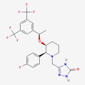 molecular formula C24H23F7N4O2 B13403255 3-[[(2S,3S)-3-[(1R)-1-[3,5-bis(trifluoromethyl)phenyl]ethoxy]-2-(4-fluorophenyl)piperidin-1-yl]methyl]-1,4-dihydro-1,2,4-triazol-5-one 