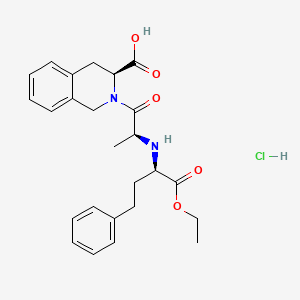 (3S)-2-[(2S)-2-[[(2R)-1-ethoxy-1-oxo-4-phenylbutan-2-yl]amino]propanoyl]-3,4-dihydro-1H-isoquinoline-3-carboxylic acid;hydrochloride