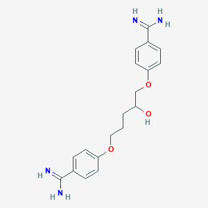 molecular formula C19H24N4O3 B134056 1,5-Bis(4-amidinophenoxy)-2-hydroxypentane dihydrochloride CAS No. 133991-32-9
