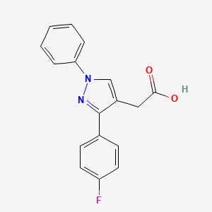 molecular formula C17H13FN2O2 B1340634 2-[3-(4-氟苯基)-1-苯基-1H-吡唑-4-基]乙酸 CAS No. 70598-11-7