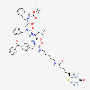 tert-butyl N-[(2S,3R)-4-[[(2S)-1-[[(2S)-1-[5-[5-[(3aS,4S,6aR)-2-oxo-1,3,3a,4,6,6a-hexahydrothieno[3,4-d]imidazol-4-yl]pentanoylamino]pentylamino]-3-(4-benzoylphenyl)-1-oxopropan-2-yl]amino]-4-methyl-1-oxopentan-2-yl]carbamoyl-benzylamino]-3-hydroxy-1-phenylbutan-2-yl]carbamate