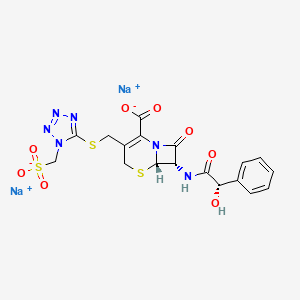 Cefonicid sodium[5-Thia-1-azabicyclo[4.2.0]oct-2-ene-2-carboxylic acid, 7-[(hydroxyphenylacetyl)amino]-8-oxo-3-[[[1-(sulfomethyl)-1H-tetrazol-5-yl]thio]methyl]-, disodium salt]