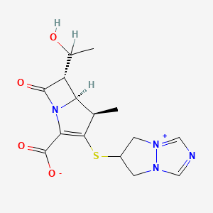 molecular formula C15H18N4O4S B13407883 (4R,5S,6S)-3-(6,7-dihydro-5H-pyrazolo[1,2-a][1,2,4]triazol-4-ium-6-ylsulfanyl)-6-(1-hydroxyethyl)-4-methyl-7-oxo-1-azabicyclo[3.2.0]hept-2-ene-2-carboxylate 