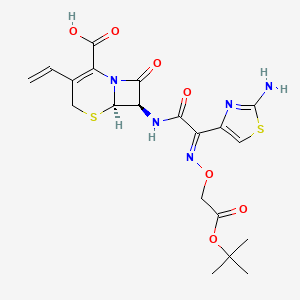 molecular formula C20H23N5O7S2 B13408330 (6R,7R)-7-[[(2E)-2-(2-amino-1,3-thiazol-4-yl)-2-[2-[(2-methylpropan-2-yl)oxy]-2-oxoethoxy]iminoacetyl]amino]-3-ethenyl-8-oxo-5-thia-1-azabicyclo[4.2.0]oct-2-ene-2-carboxylic acid 